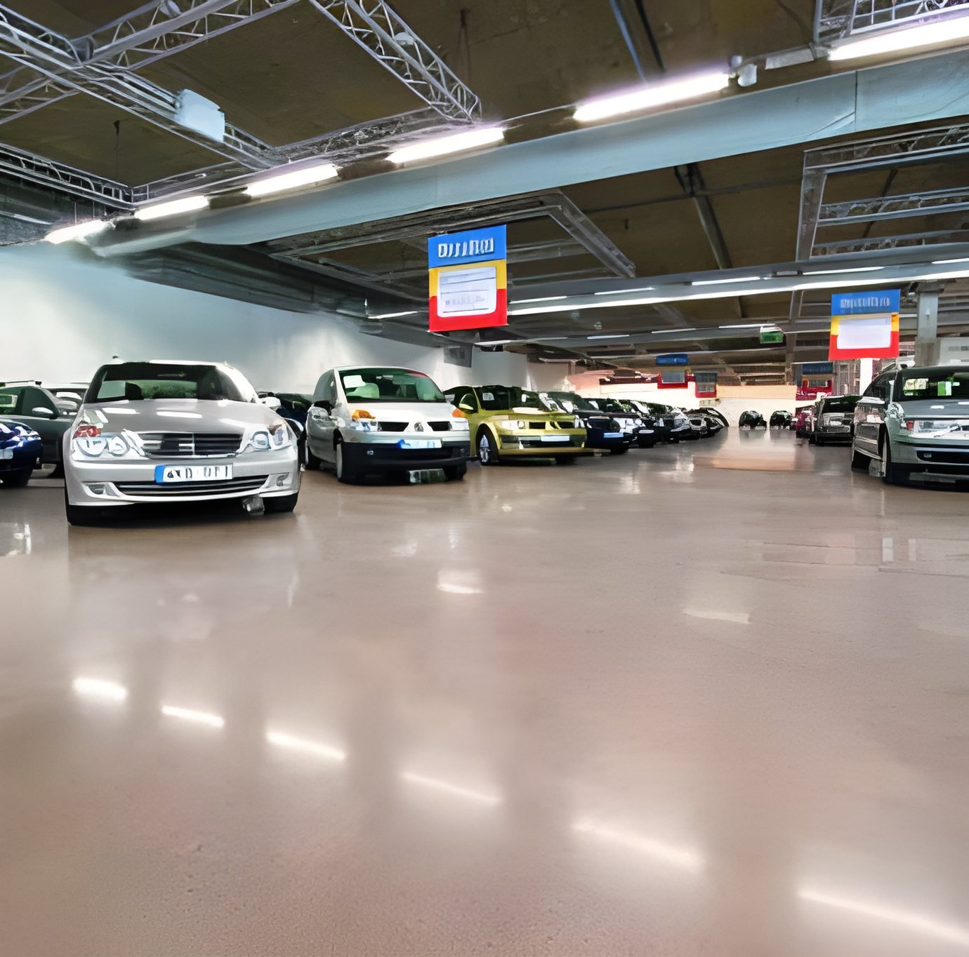 Otoparkta parlatılmış beton zemin